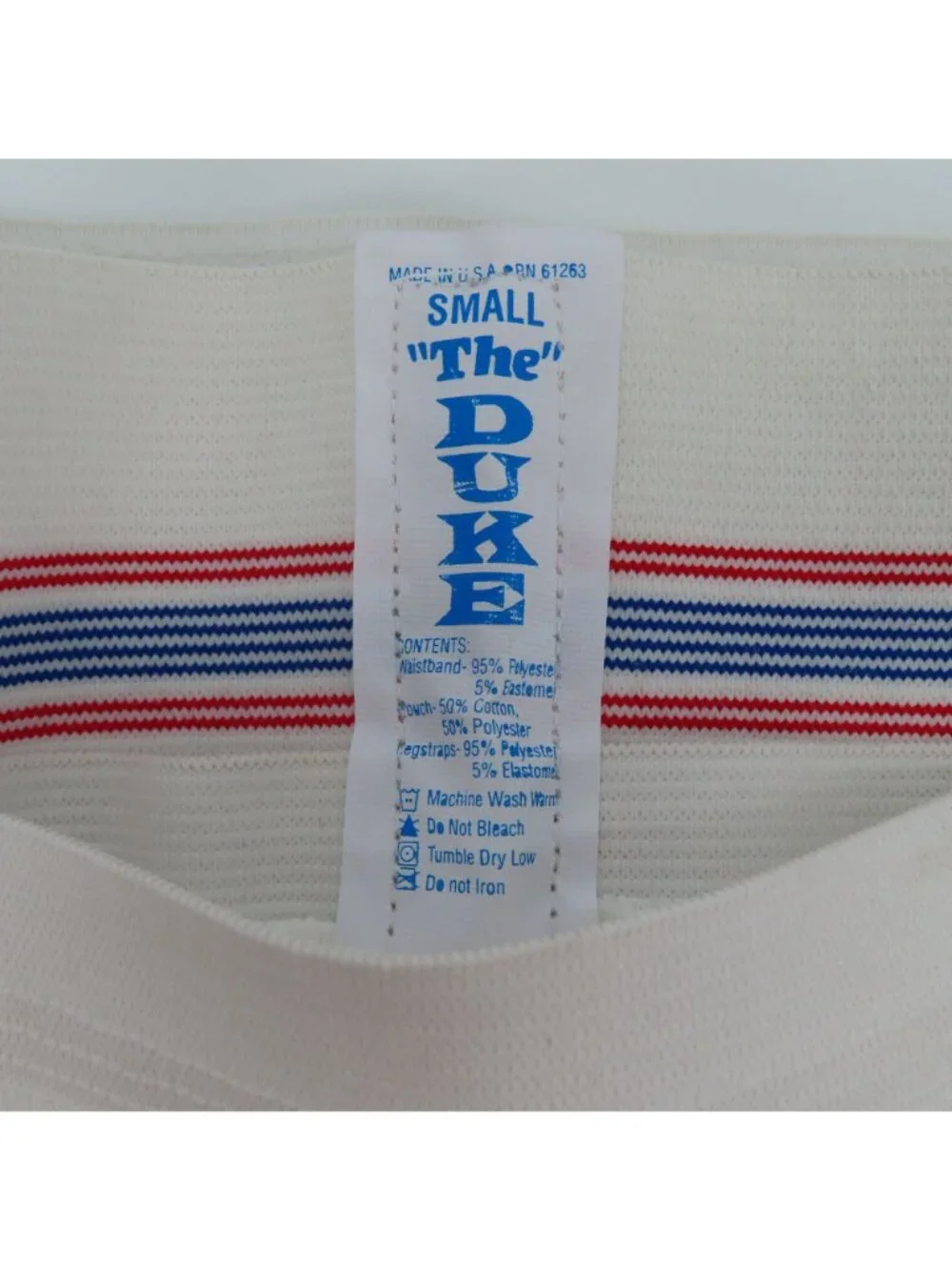 VTG The Duke Mens Small Red White Blue Stripe Band Jockstrap Athletic Supporter